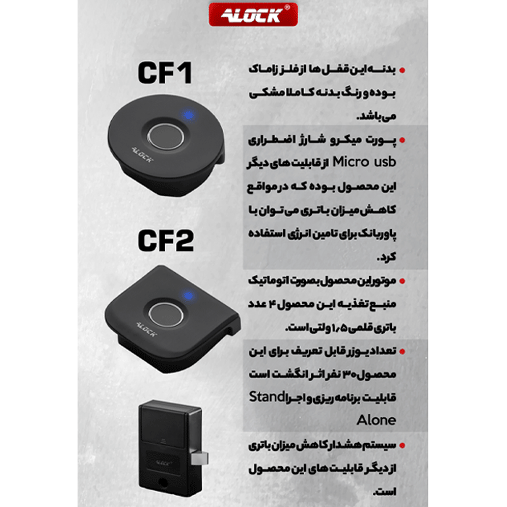 قفل کمدی اثرانگشتی ALOCK مدل CF1