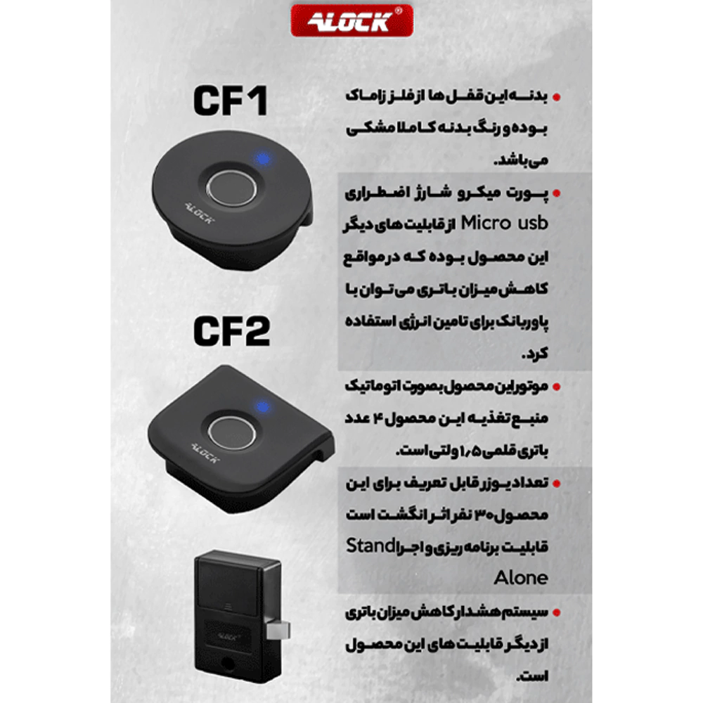 قفل کمدی اثرانگشتی ALOCK مدل CF2