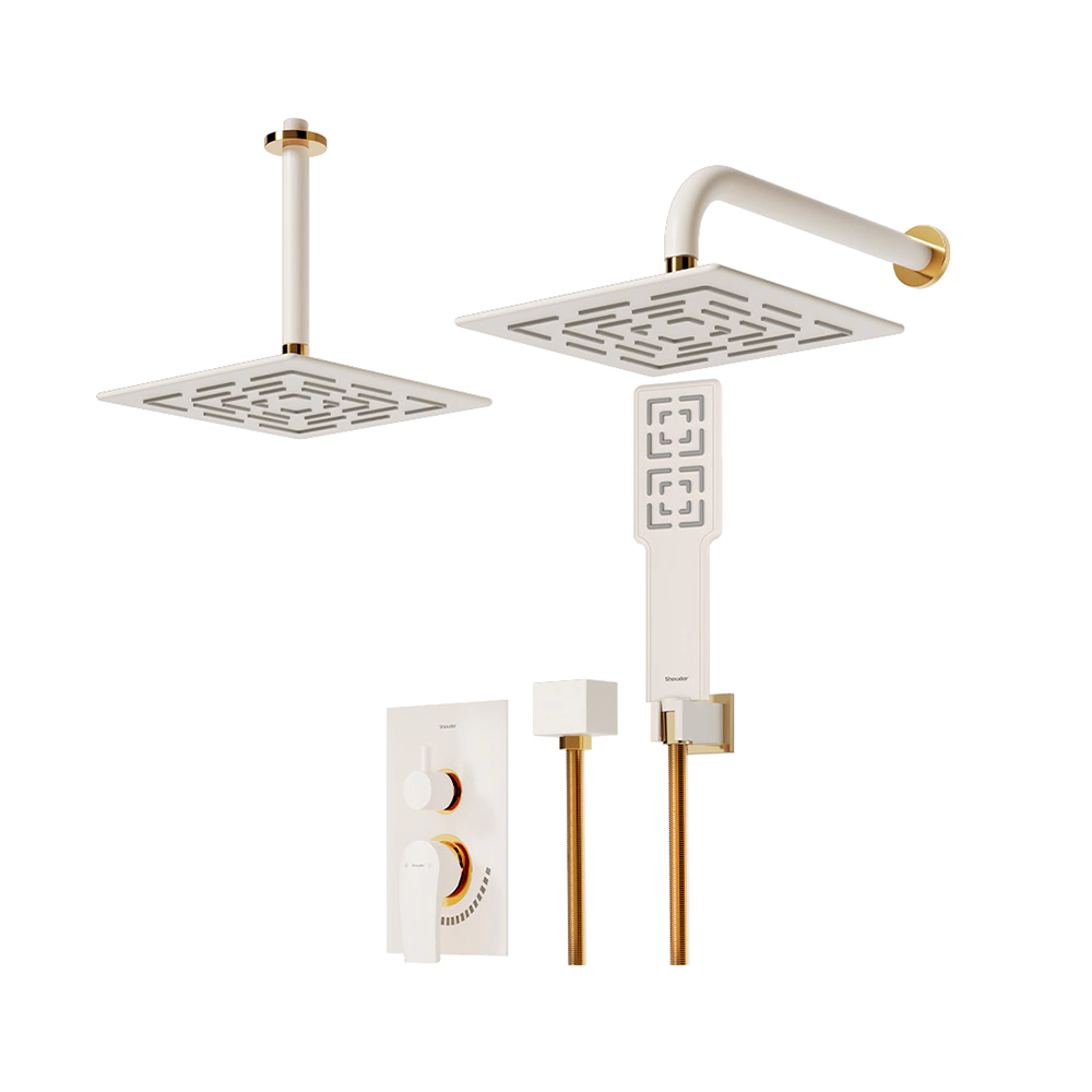 شیر حمام توکار شودر Shouder مدل رومر پلاس BRASS – تیپ سه.شیری طلایی