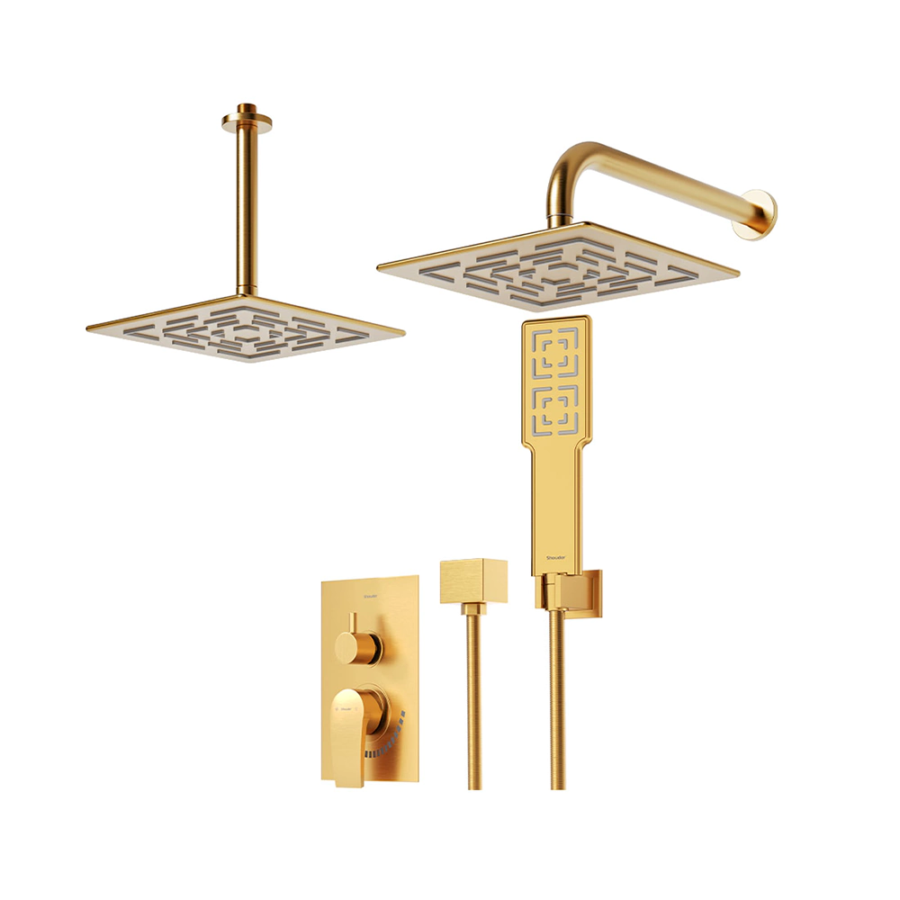 شیر حمام توکار شودر Shouder مدل رومر پلاس BRASS – تیپ سه.طلایی مات