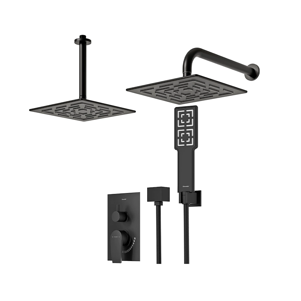 شیر حمام توکار شودر Shouder مدل رومر پلاس BRASS – تیپ سه.مشکی
