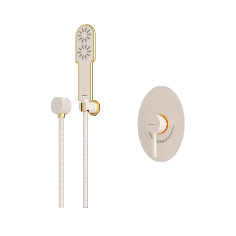 شیر حمام توکار شودر Shouder مدل روگن BRASS - تیپ دو-شیری طلایی