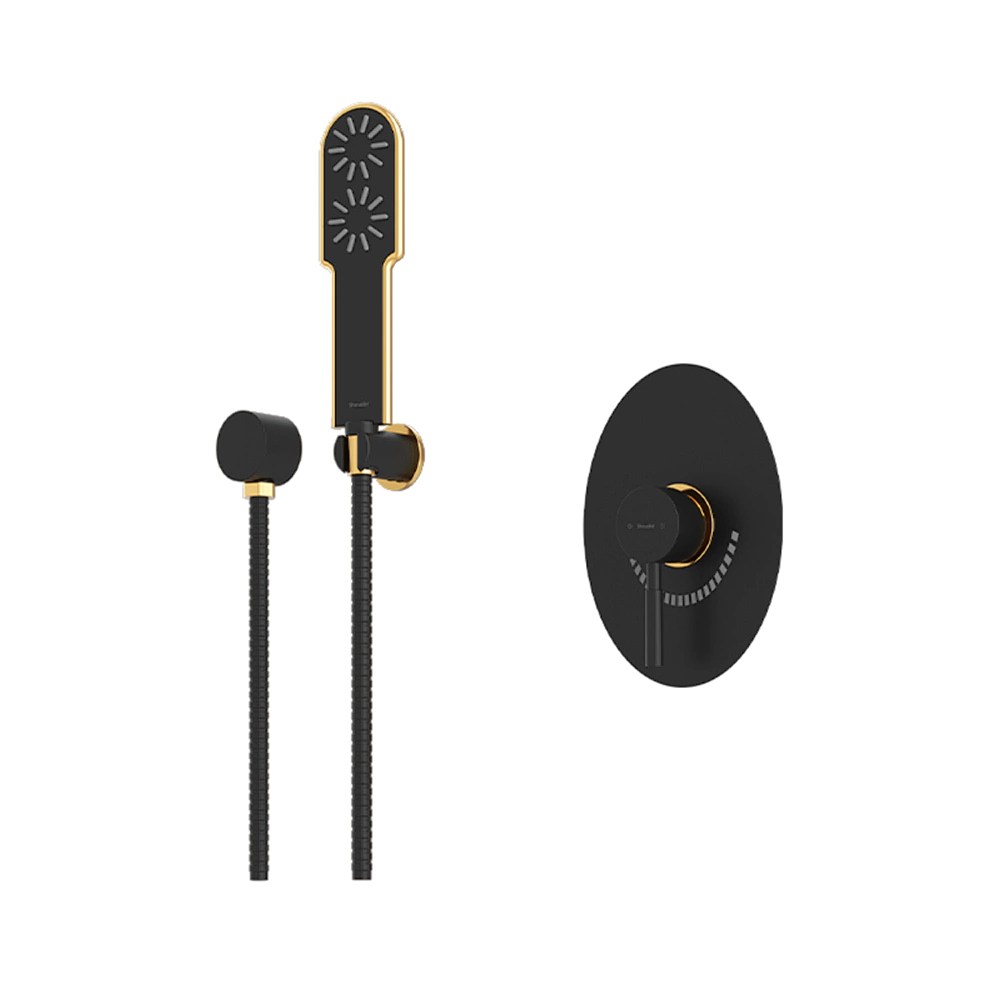 شیر حمام توکار شودر Shouder مدل روگن BRASS - تیپ دو- مشکی طلایی