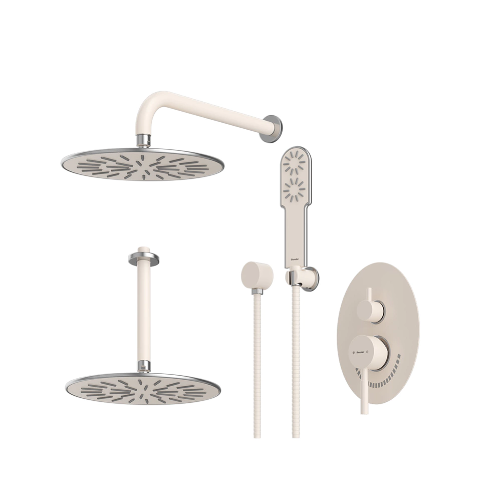 شیر حمام توکار شودر Shouder مدل روگن BRASS - تیپ سه-شیری کروم
