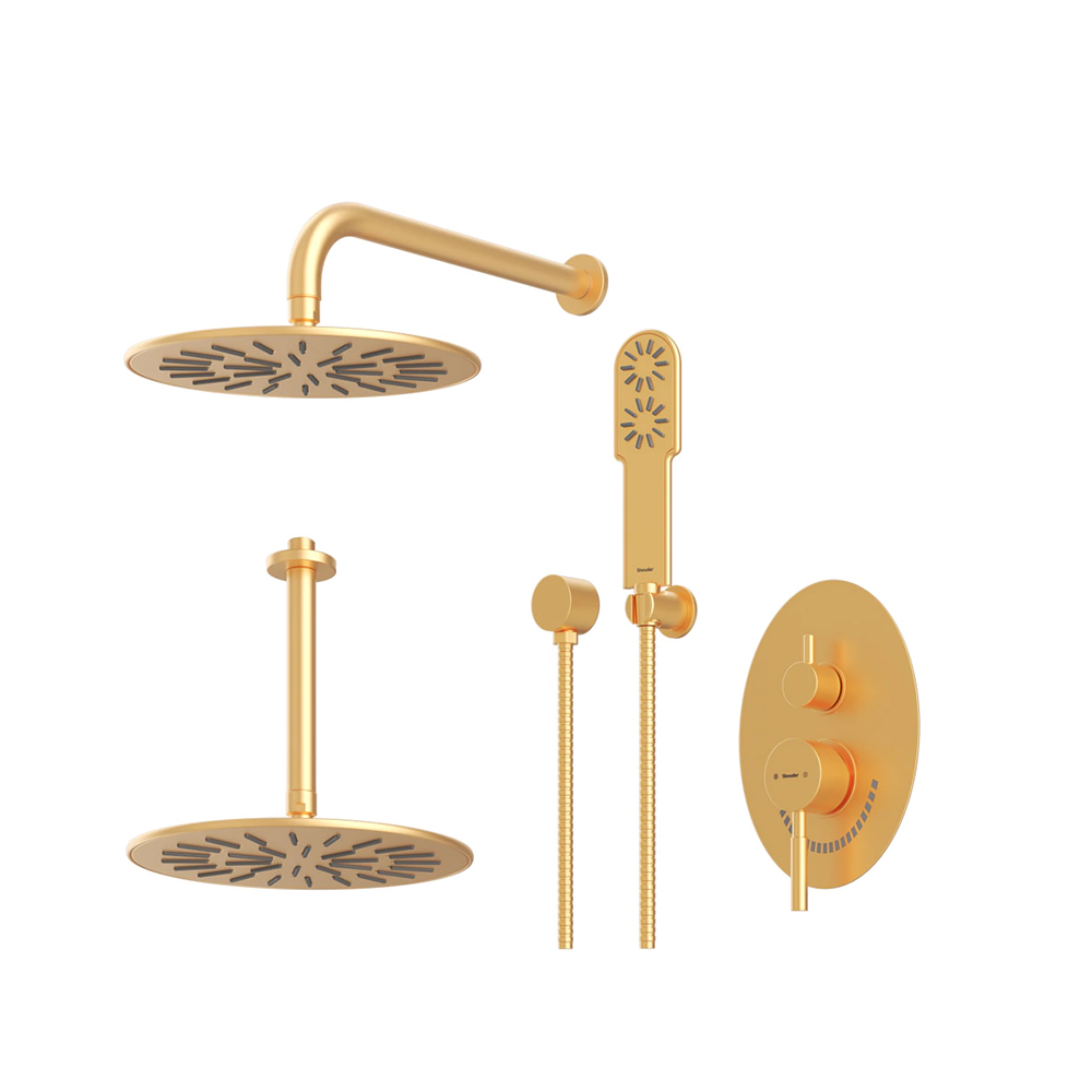 شیر حمام توکار شودر Shouder مدل روگن BRASS - تیپ سه-طلایی ماتwebp