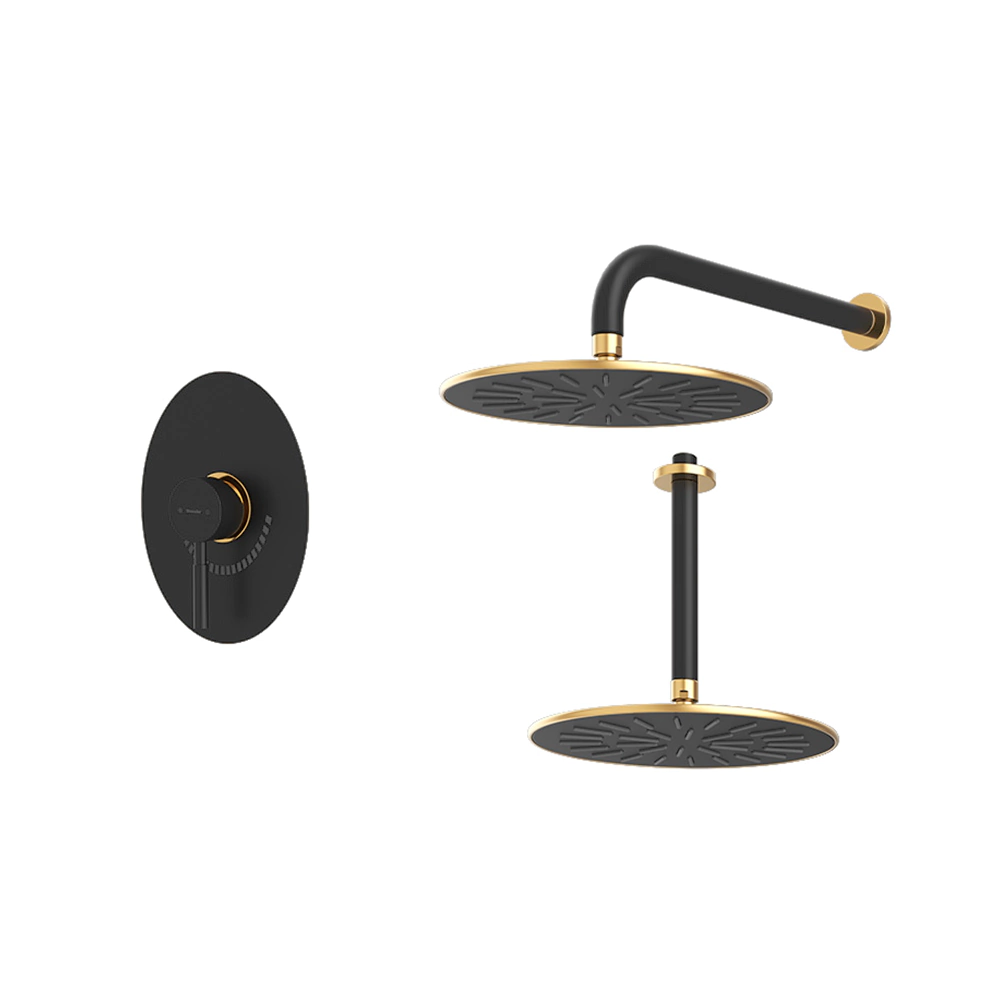 شیر حمام توکار شودر Shouder مدل روگن BRASS - تیپ یک. مشکی طلایی